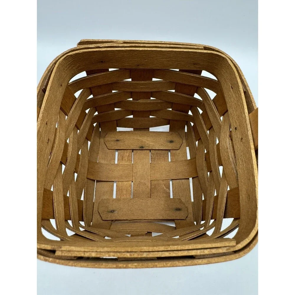 Longaberger 1992 Small Peg Basket with Handle 5 x 5 x 4.5